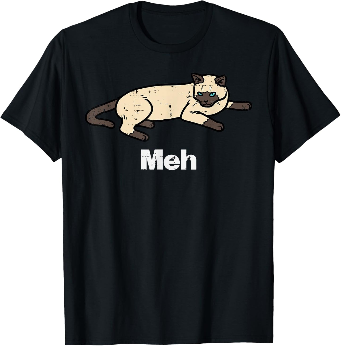 Siamese Cat Meh Funny Meow Balinese Kitty Pet Men Women Kids T-Shirt - T-Shirt | Black