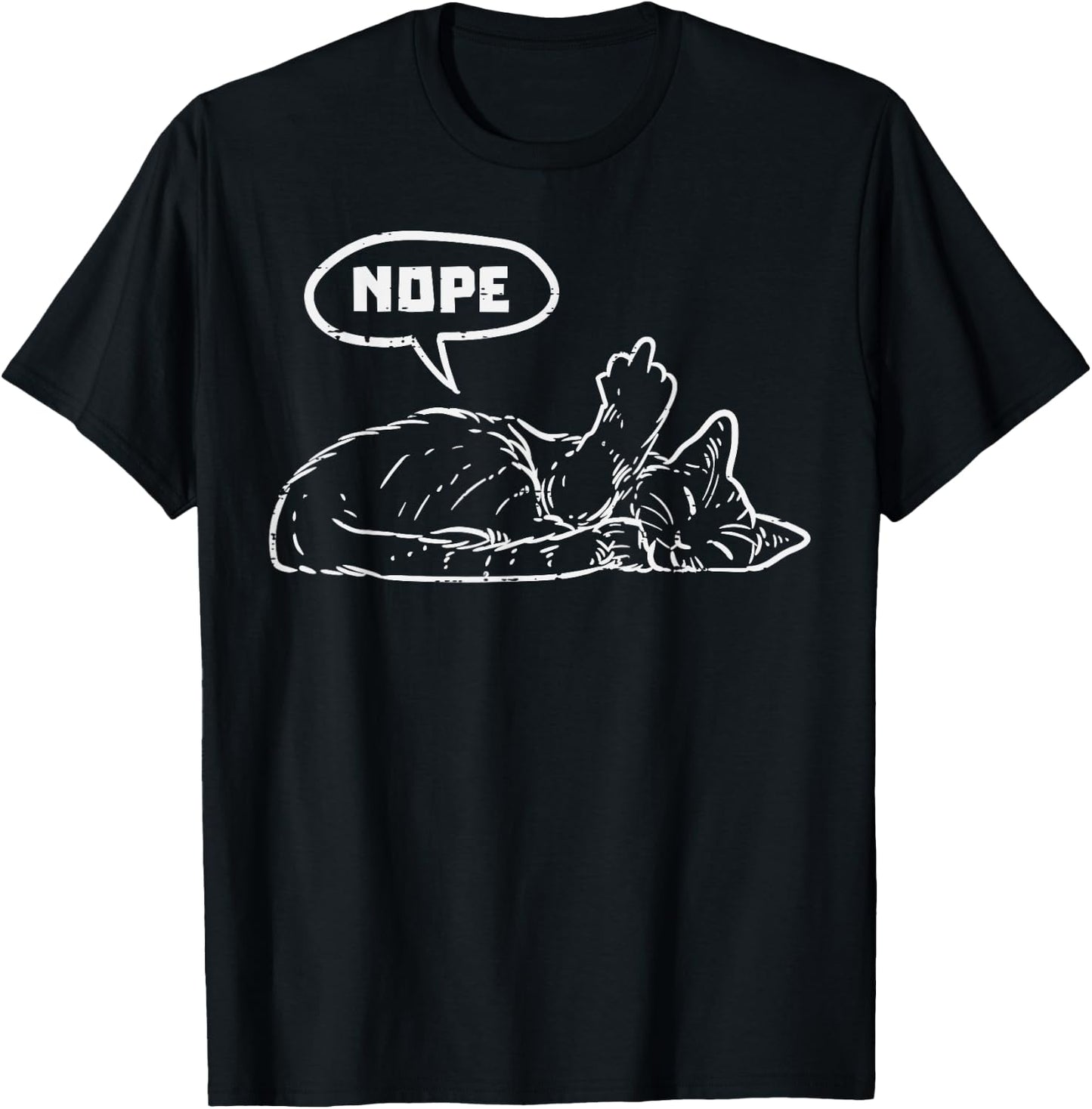 Cat Nope Finger Funny Lazy Kitten Feline Animal Lover T-Shirt - T-Shirt | Black