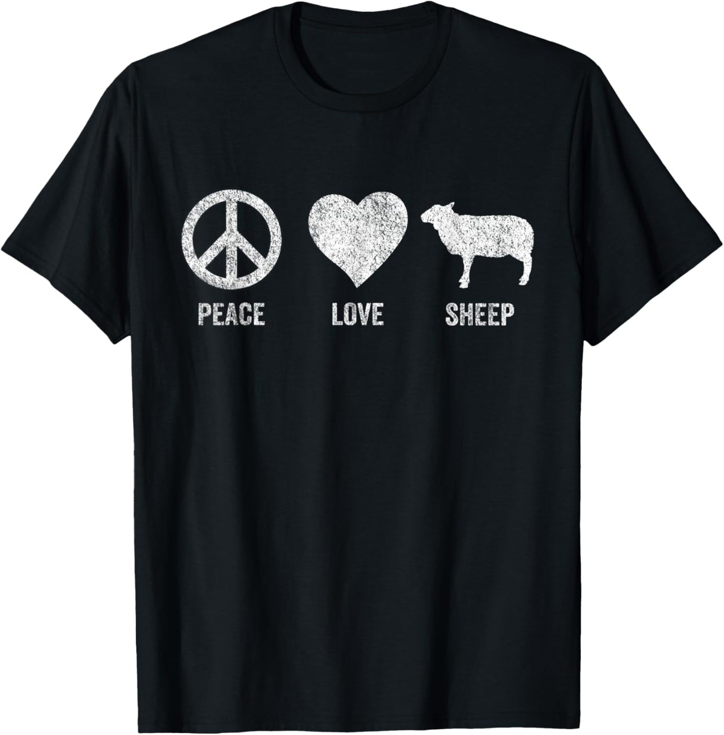 Peace Love Sheep Lover Funny Sheep Quote Retro T-Shirt - T-Shirt | Black