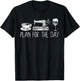 Plan For The Day Coffee Sewing Machine Wine Funny Drinking T-Shirt - T-Shirt | Black