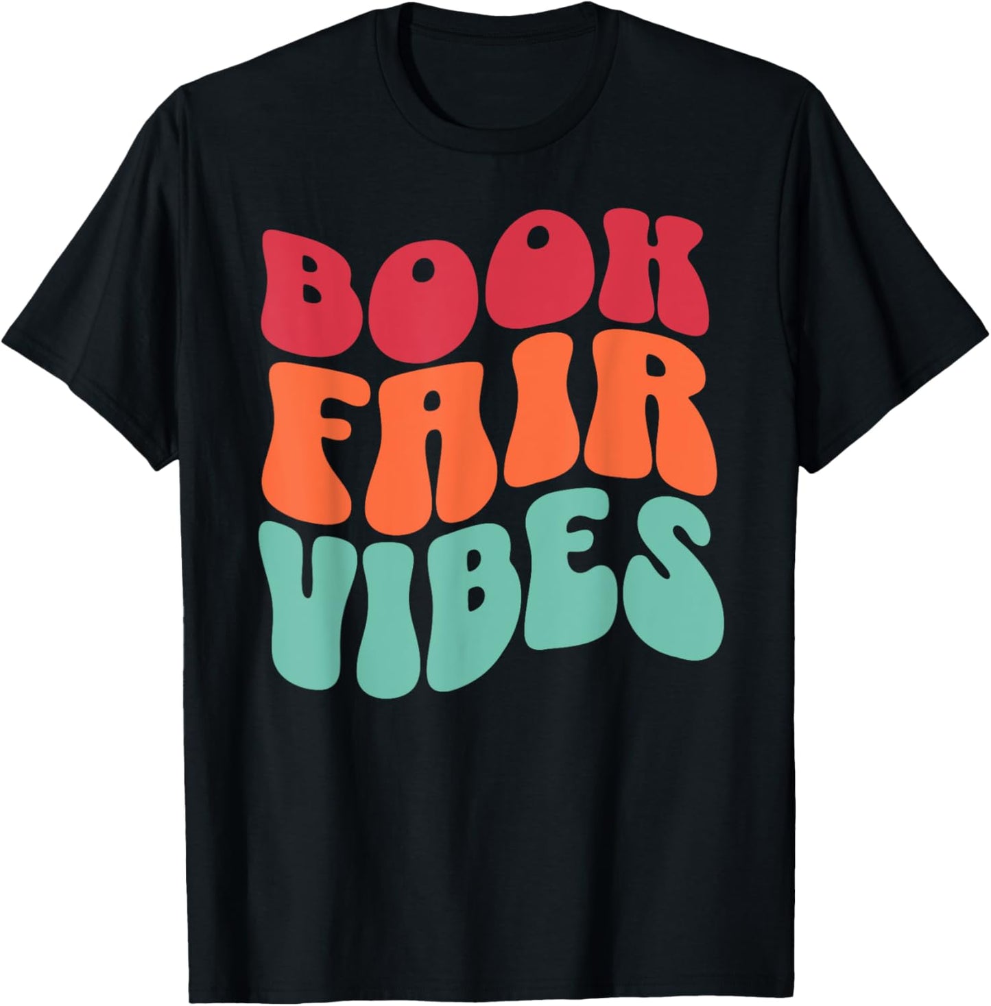 School Book Fair Vibe Groovy 70s Retro Reading Librarian T-Shirt - T-Shirt | Black