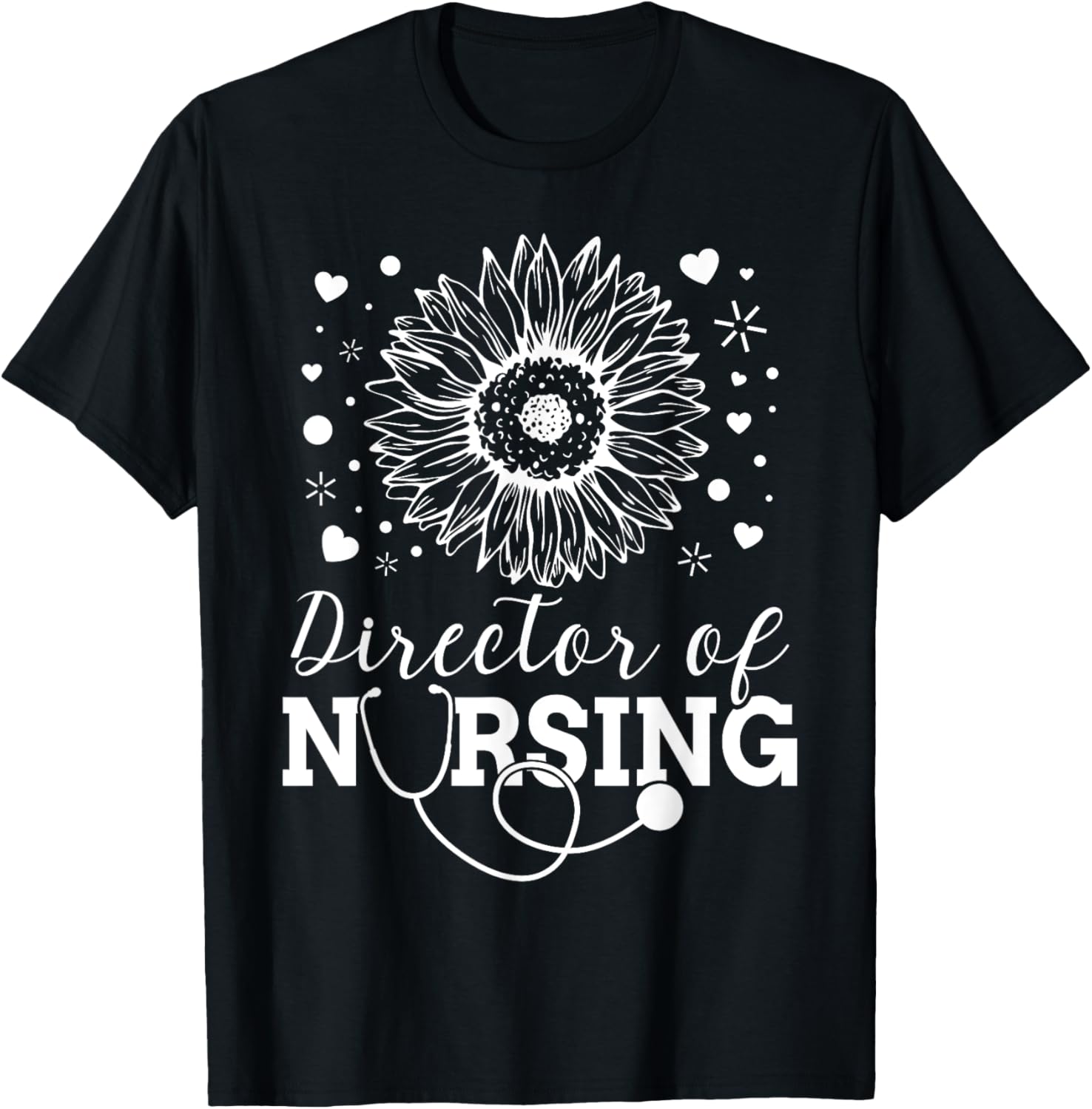 Director of Nursing Sunflower Stethoscope T-Shirt - T-Shirt | Black
