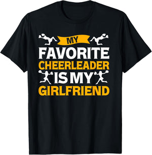 My Favorite Cheerleader Is My Girlfriend Cheer Boyfriend T-Shirt - T-Shirt | Black