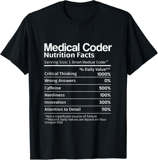 Medical Coder Nutritional List Funny Medical Coding Gifts T-Shirt - T-Shirt | Black