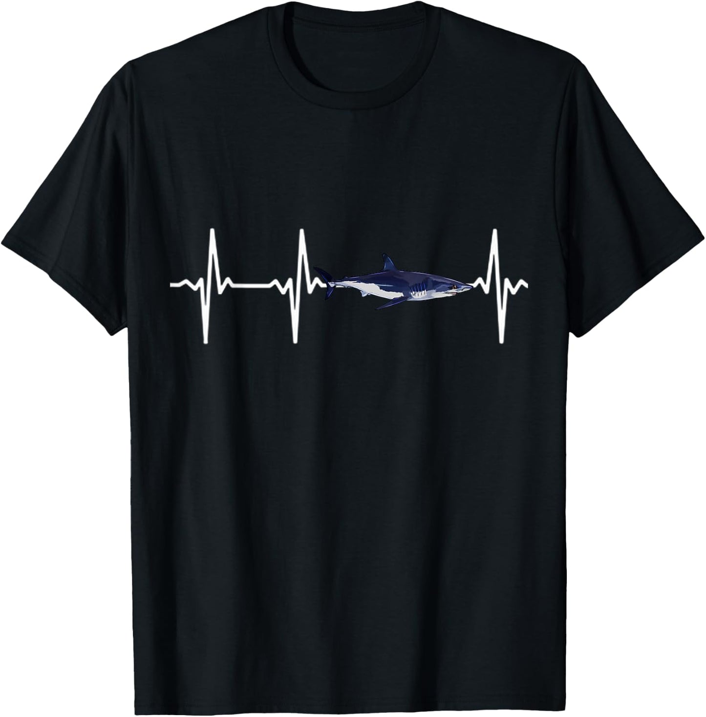 Shortfin Mako Shark Heartbeat Shark Lovers T-Shirt - T-Shirt | Black
