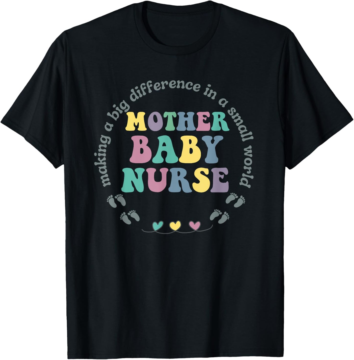 groovy Mother Baby Nurse Postpartum Mom Baby Nursing T-Shirt - T-Shirt | Black