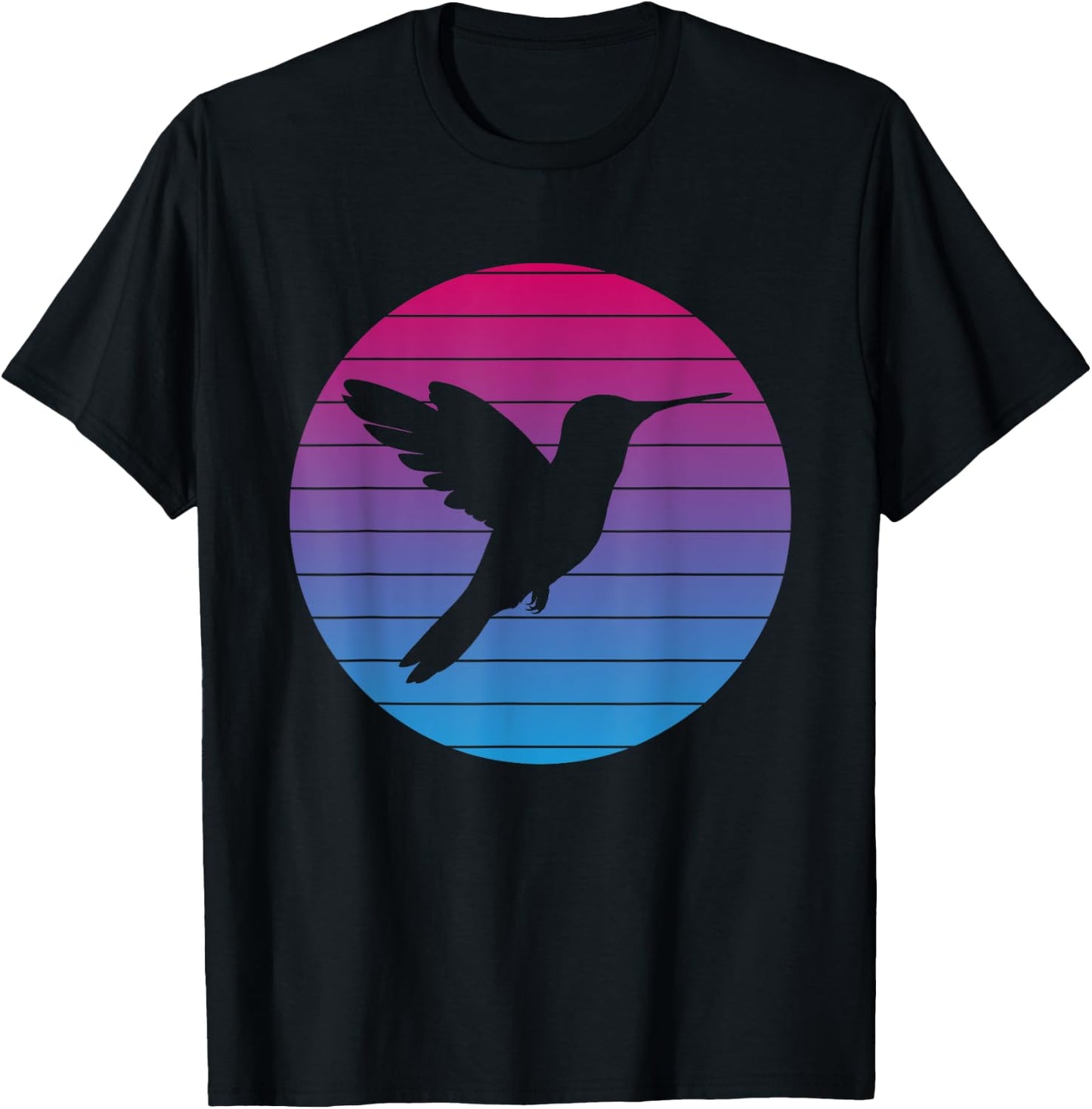 Hummingbird Bird Vintage Bird Design Vintage Sunset T-Shirt - T-Shirt | Black
