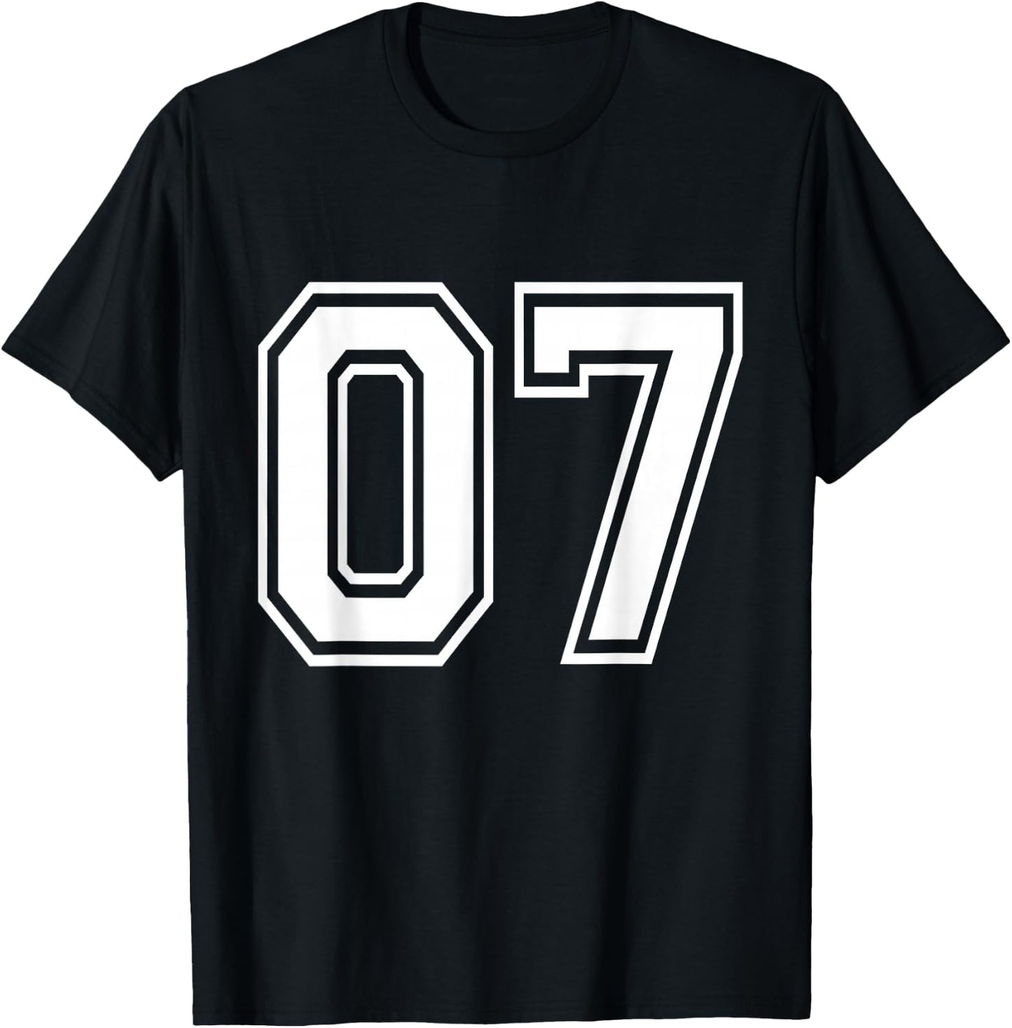 Number 07 Varsity Sports Team Jersey 7th Birthday 7 Years T-Shirt - T-Shirt | Black