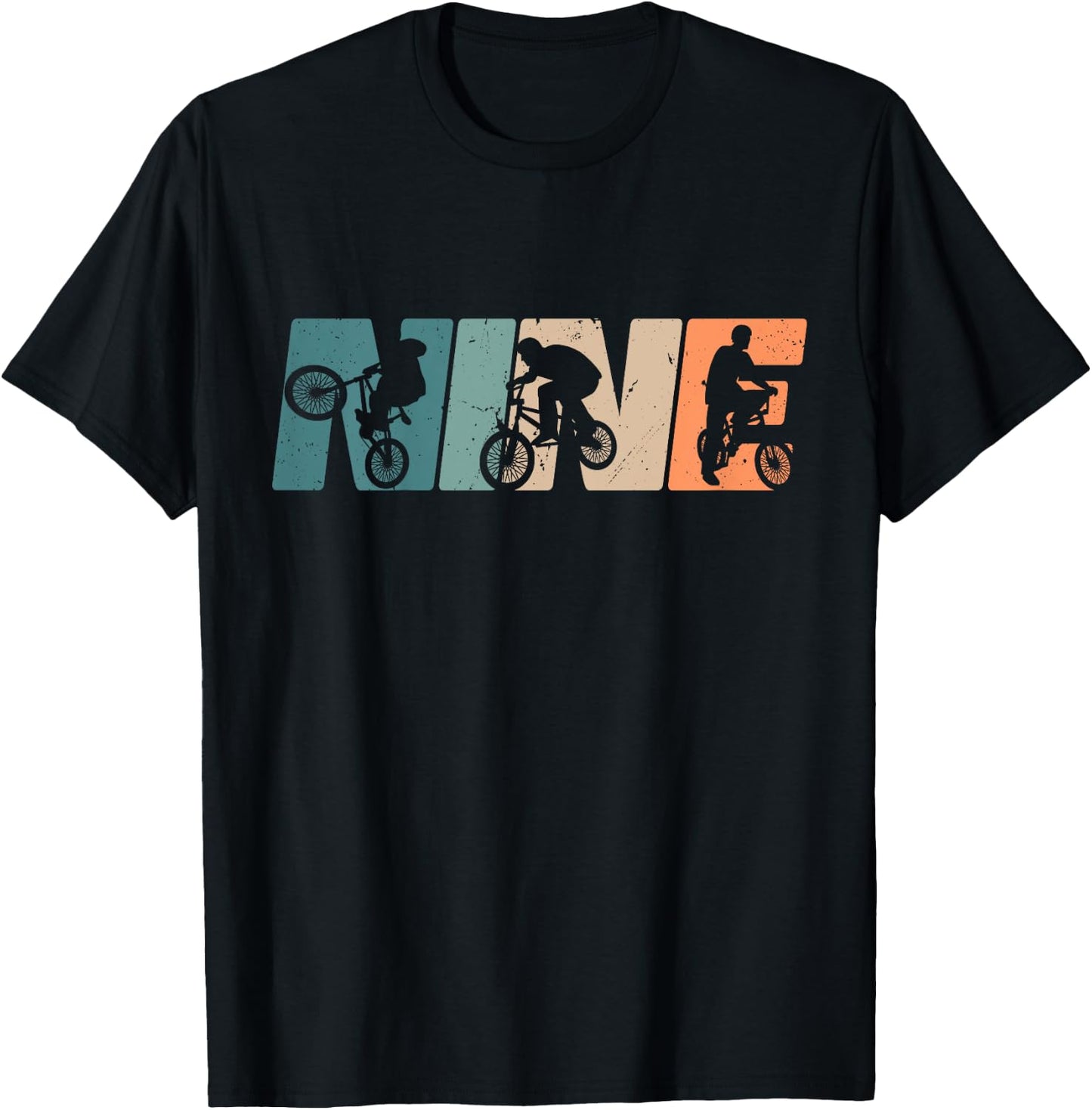 Kids 9 Year Old BMX Rider Birthday Party Boys Dirt Biking 9th T-Shirt - T-Shirt | Black