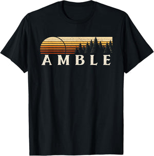 Amble, MI Vintage Evergreen Sunset Eighties Retro T-Shirt - T-Shirt | Black