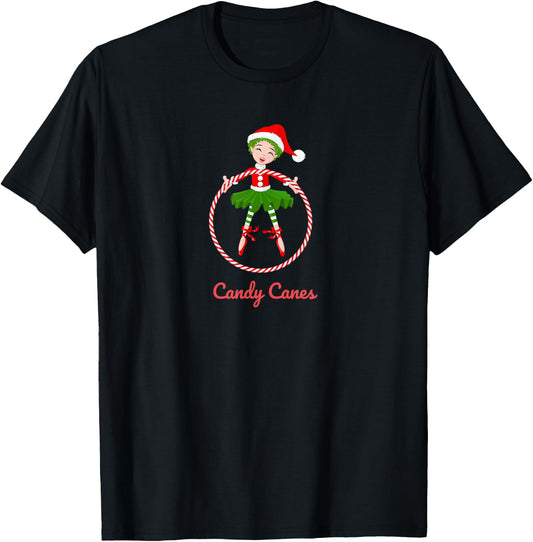 CANDY CANES HOOPS NUTCRACKER Christmas Ballet Dancer Graphic T-Shirt - T-Shirt | Black