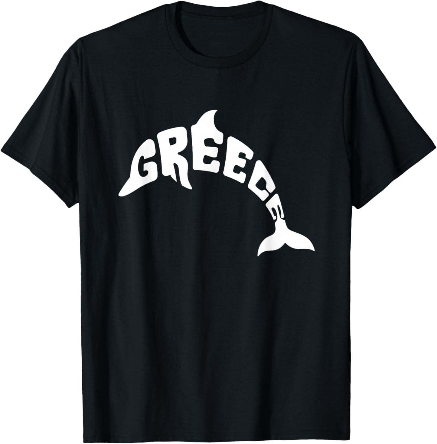 Greece Dolphin Word Art - Cute Animal T-Shirt - T-Shirt | Black