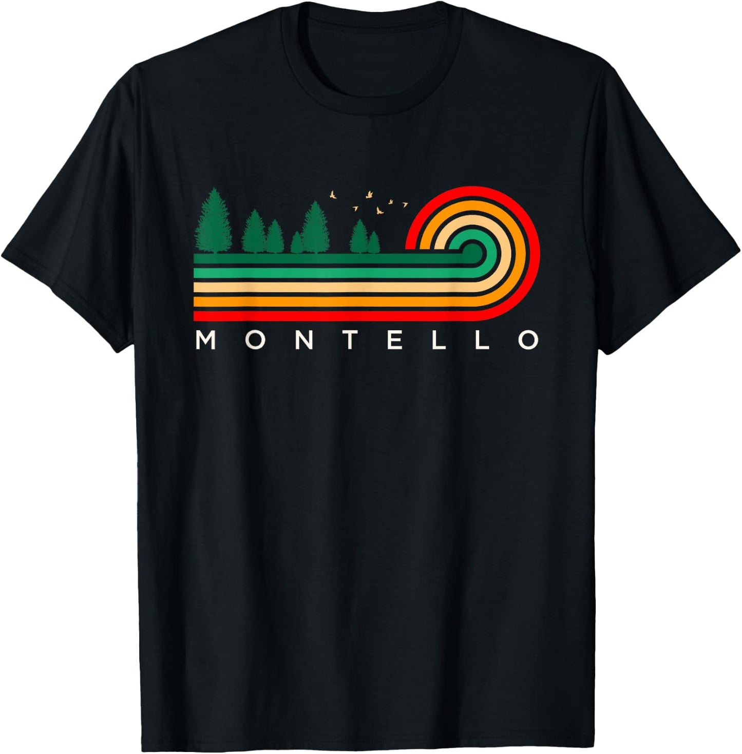 Evergreen Vintage Stripes Montello, Wisconsin T-Shirt - T-Shirt | Black