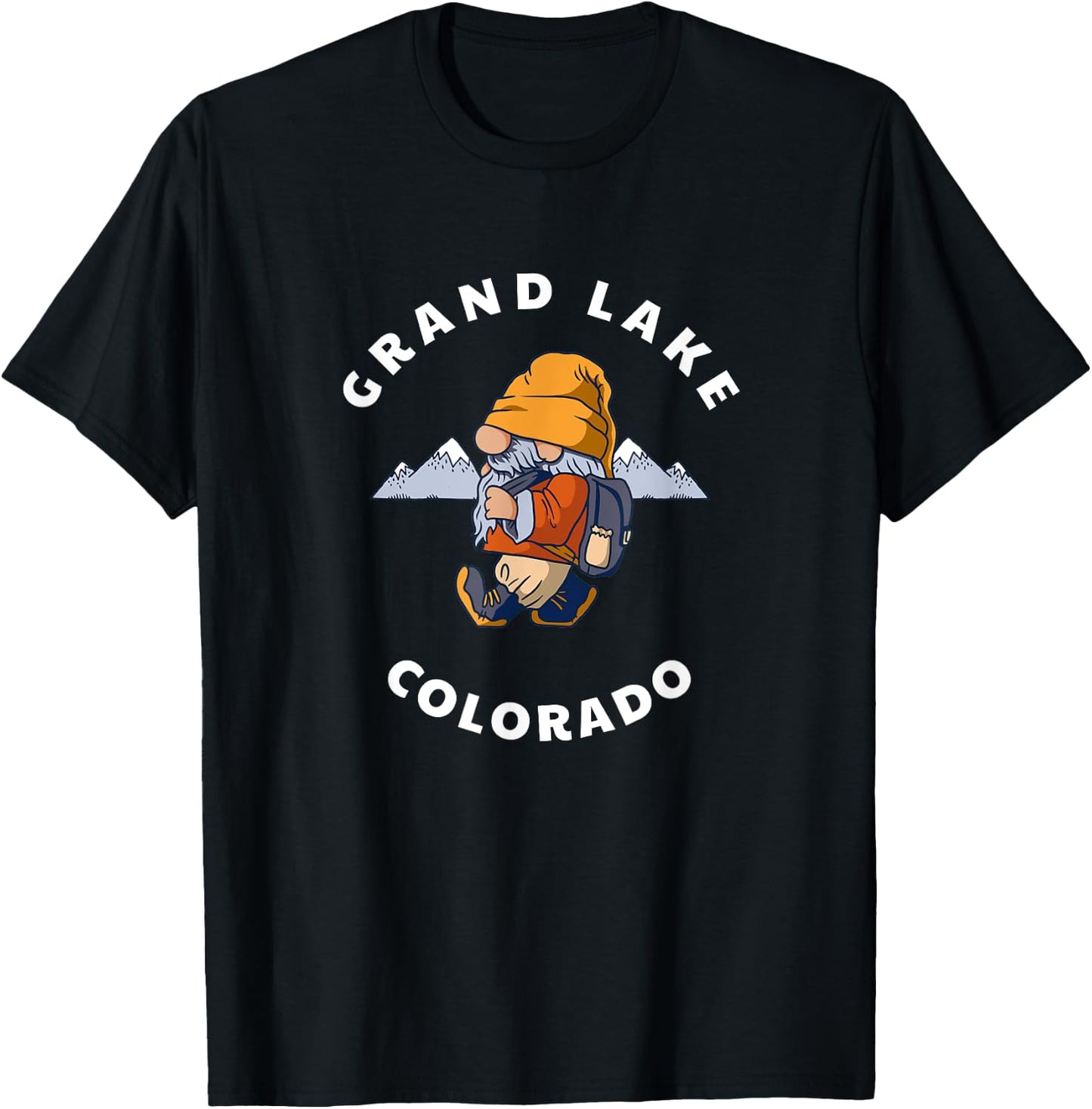 Grand Lake Colorado Mountains Hiking Gnome CO Souvenir T-Shirt - T-Shirt | Black