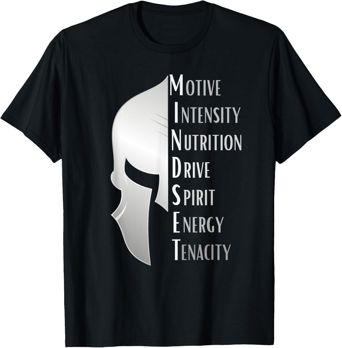 Spartan Mindset Motivational Inspirational Quote Graphic T-Shirt - T-Shirt | Black