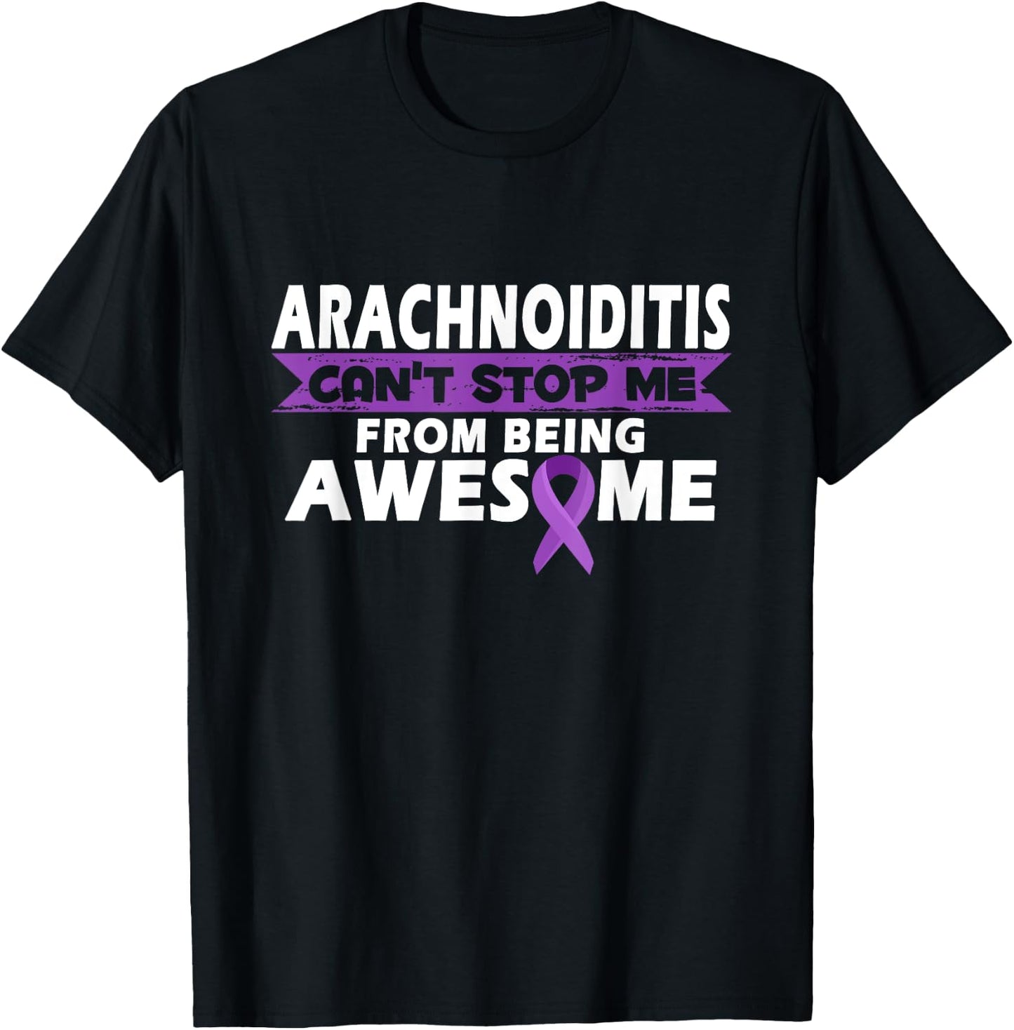 Arachnoiditis Awareness Warrior | Purple Ribbon T-Shirt - T-Shirt | Black