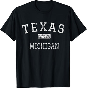 Texas Michigan MI Vintage T-Shirt - T-Shirt | Black