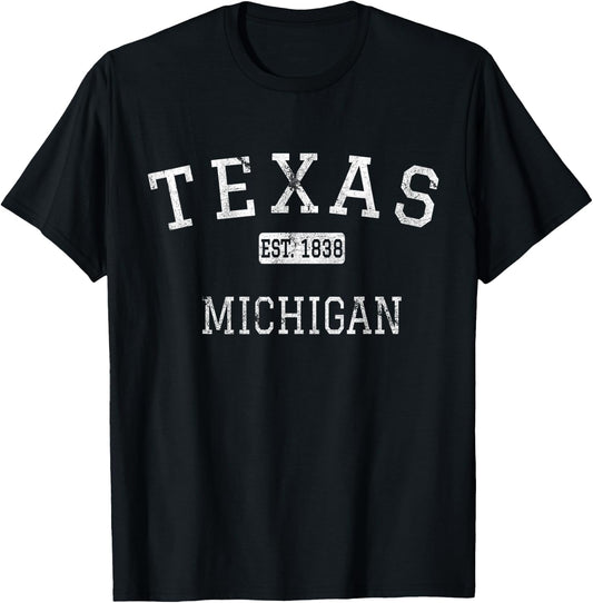 Texas Michigan MI Vintage T-Shirt - T-Shirt | Black