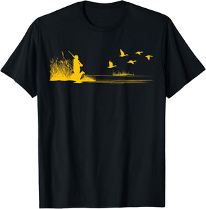 Waterfowl Duck Hunter Bird Dog Training Hunting Graphic T-Shirt - T-Shirt | Black
