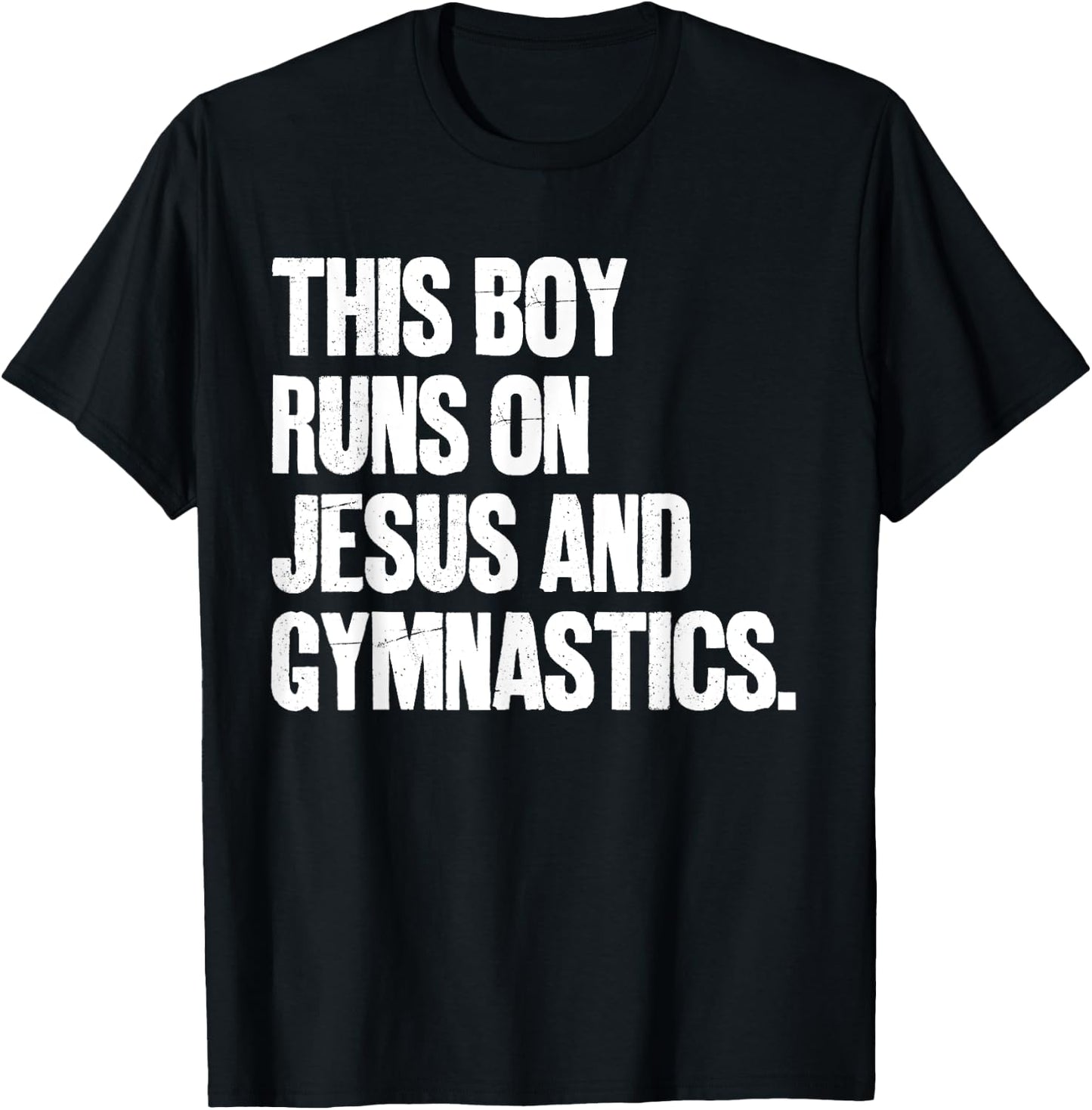 This Boy Runs On Jesus And Gymnastics Christian T-Shirt - T-Shirt | Black