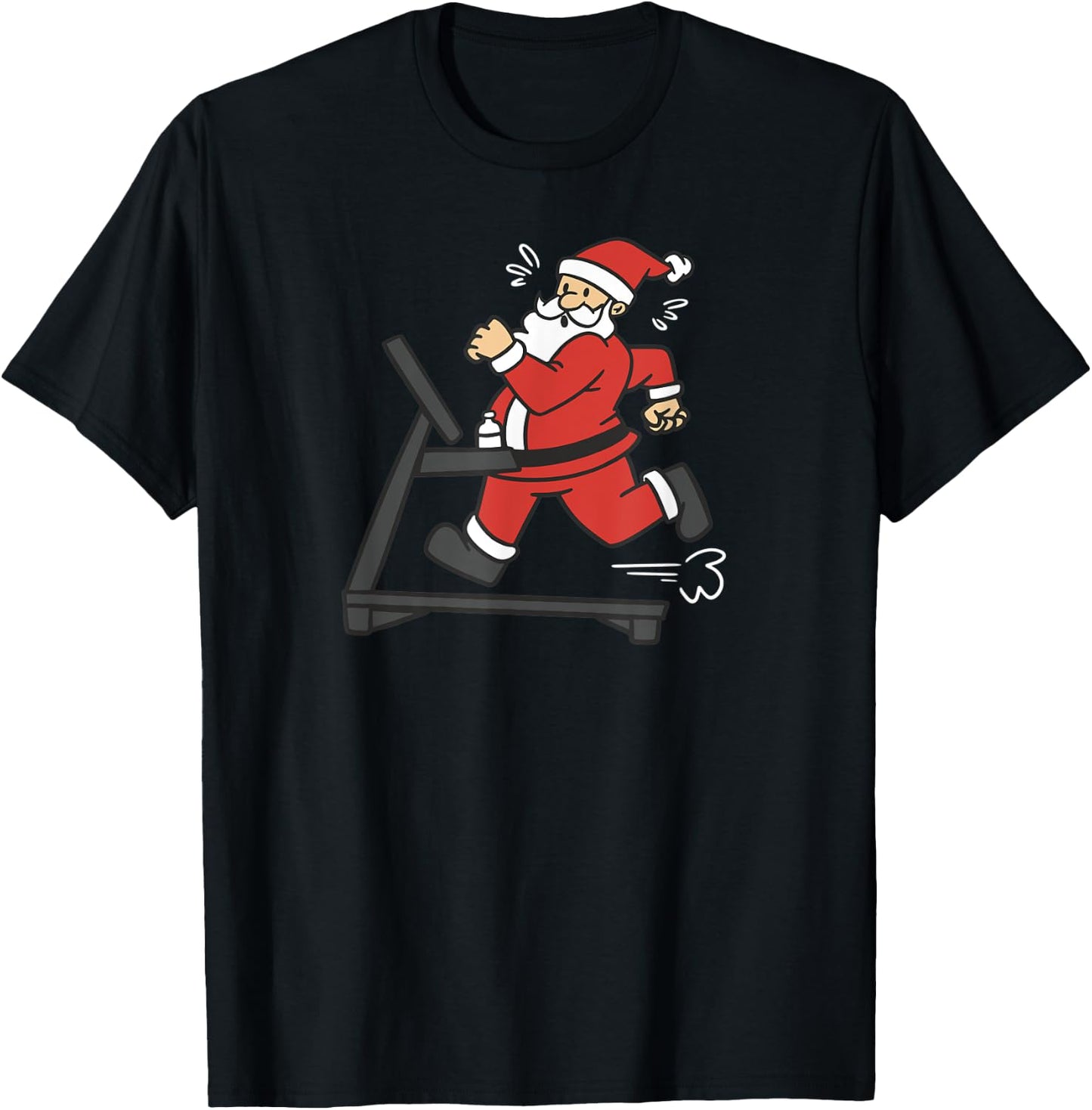 Santa Claus Treadmill Christmas Cardio Calories Fitness Fun T-Shirt - T-Shirt | Black