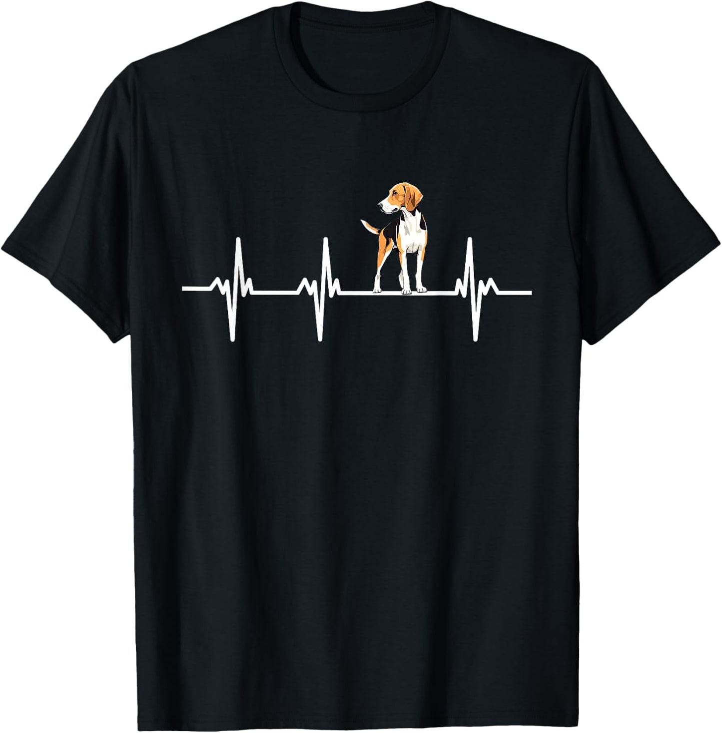 American Foxhound Groovy Heartbeat Foxhound Dog T-Shirt - T-Shirt | Black