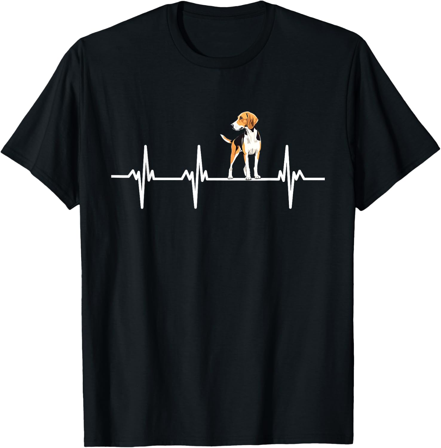 American Foxhound Groovy Heartbeat Foxhound Dog T-Shirt - T-Shirt | Black