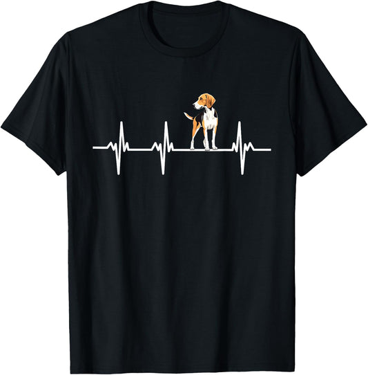 American Foxhound Groovy Heartbeat Foxhound Dog T-Shirt - T-Shirt | Black