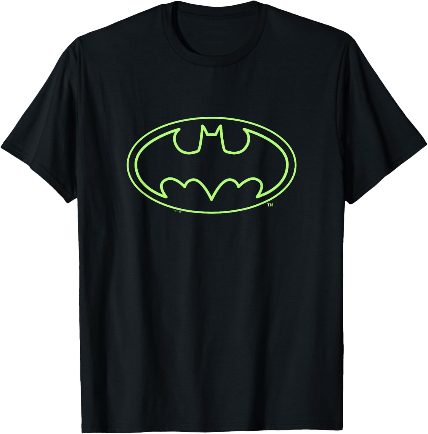 DC Comics Batman Neon Green Outline Bat-Symbol Chest Logo T-Shirt - T-Shirt | Black