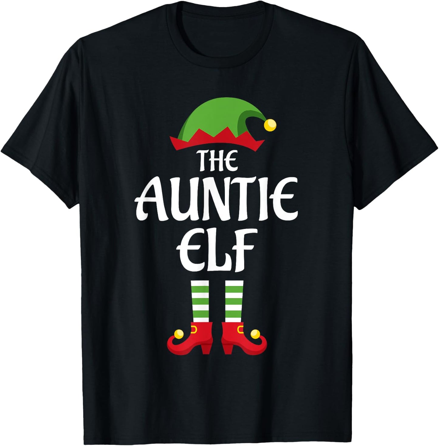 Auntie Elf Family Matching Group Christmas Aunt T-Shirt - T-Shirt | Black