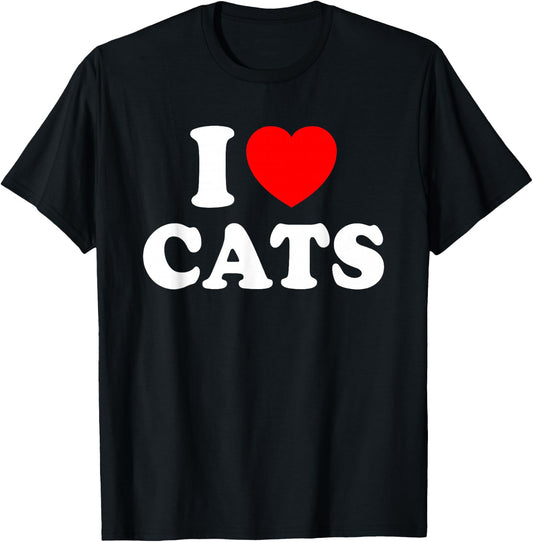 I Love Cats I Heart Cats T-Shirt - T-Shirt | Black