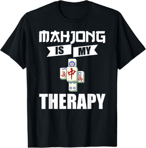 Mahjong Game Table Tiles Cards Chinese Player T-Shirt - T-Shirt | Black
