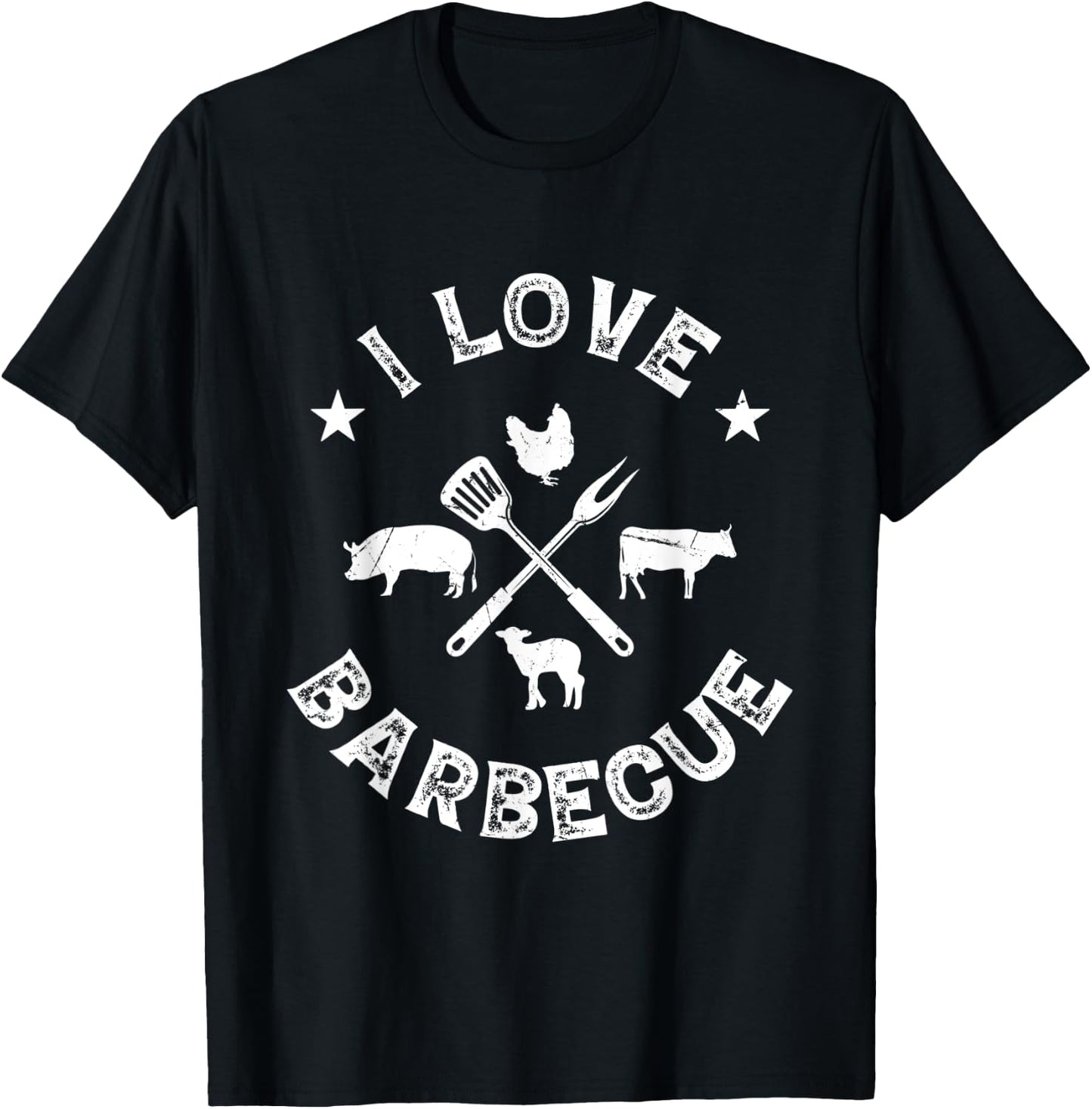 I Love Barbecue Grilling Chef BBQ Meat Lover BBQ Grill Chefs T-Shirt - T-Shirt | Black
