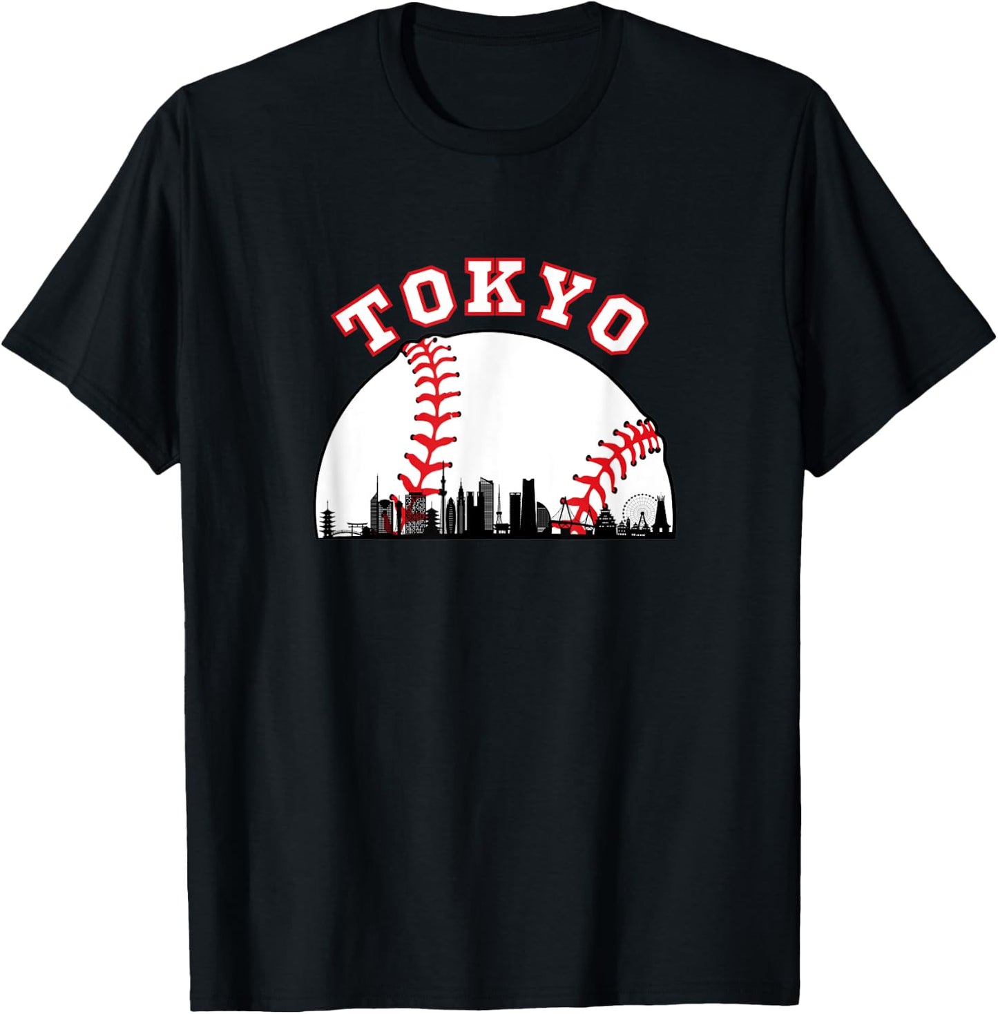 Tokyo Baseball Shirt Tokyo Japan Cityscape Tokyo Skyline T-Shirt - T-Shirt | Black
