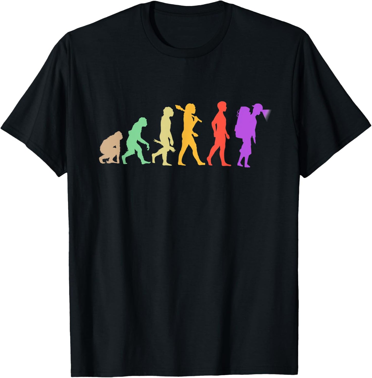Human Evolution Cave Hiking Spelunking Caving Caver T-Shirt - T-Shirt | Black