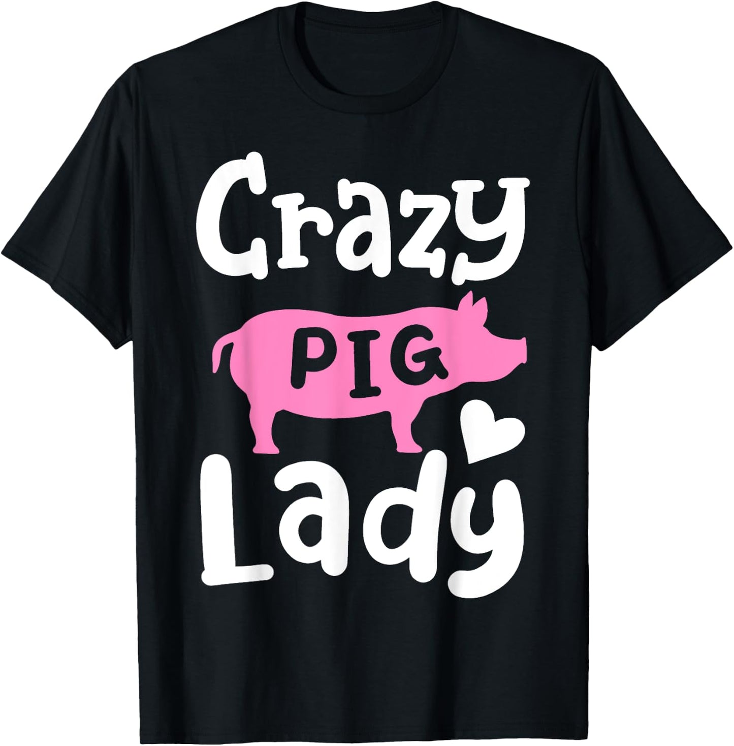Pig Crazy Pig Lady T-Shirt - T-Shirt | Black