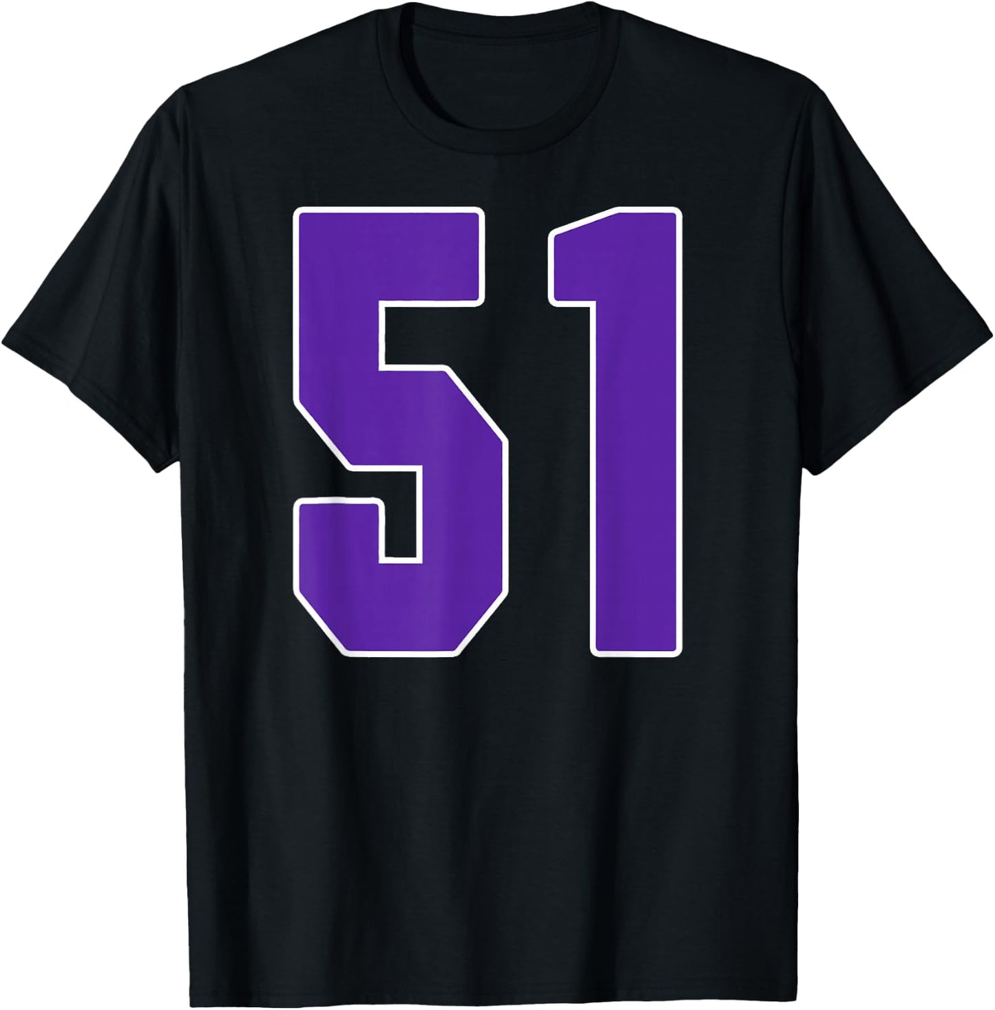 Purple Number 51 Jersey Big #51 Uniform Favorite Player T-Shirt - T-Shirt | Black