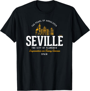 Spain Vintage Styled Retro Seville T-Shirt - T-Shirt | Black