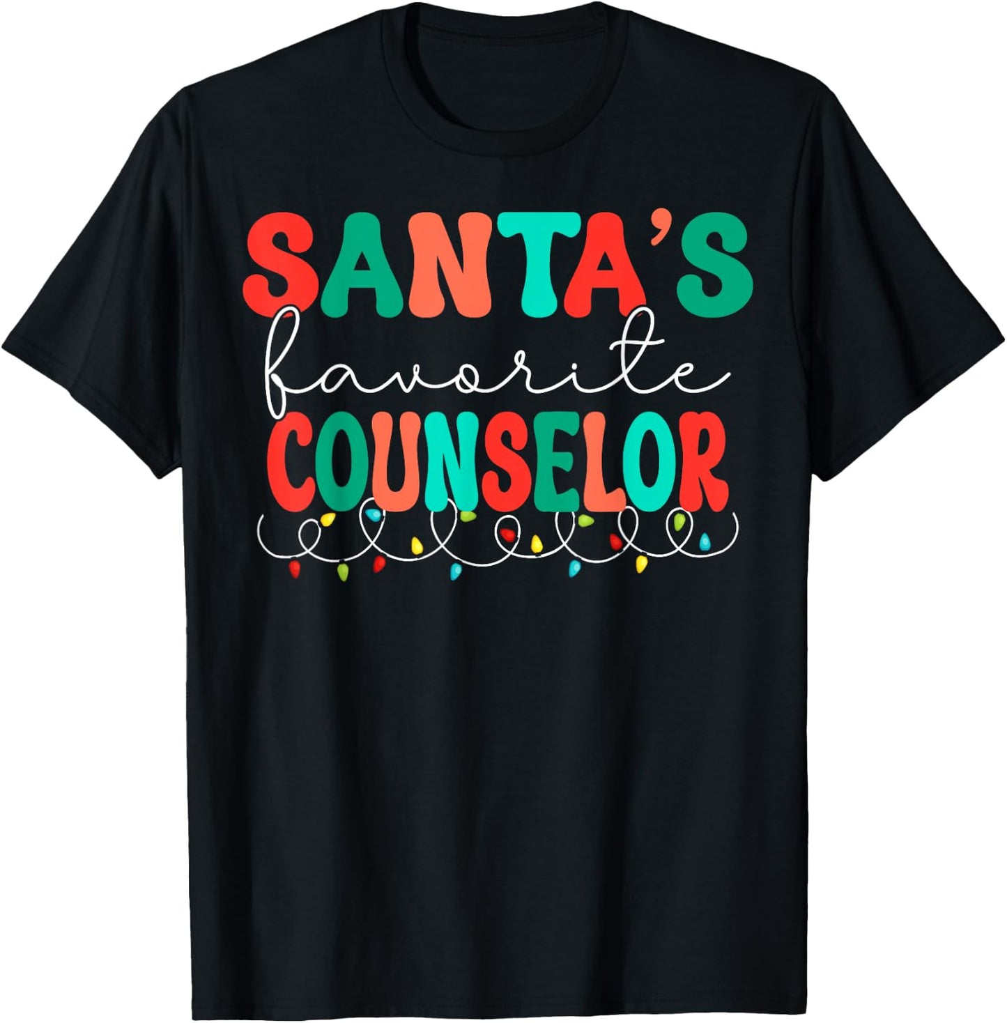 Santas Favorite Counselor Retro Christmas School Counselor T-Shirt - T-Shirt | Black