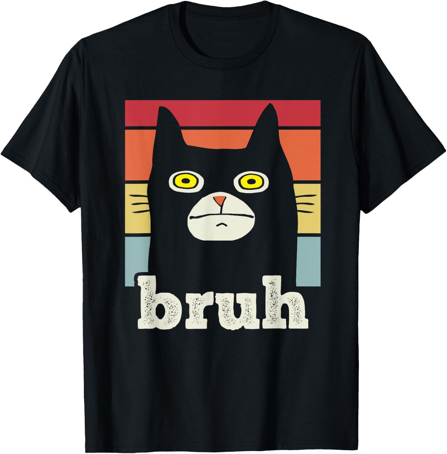 Funny Meme saying Bruh with Cat Greetings Teens Boys Men T-Shirt - T-Shirt | Black