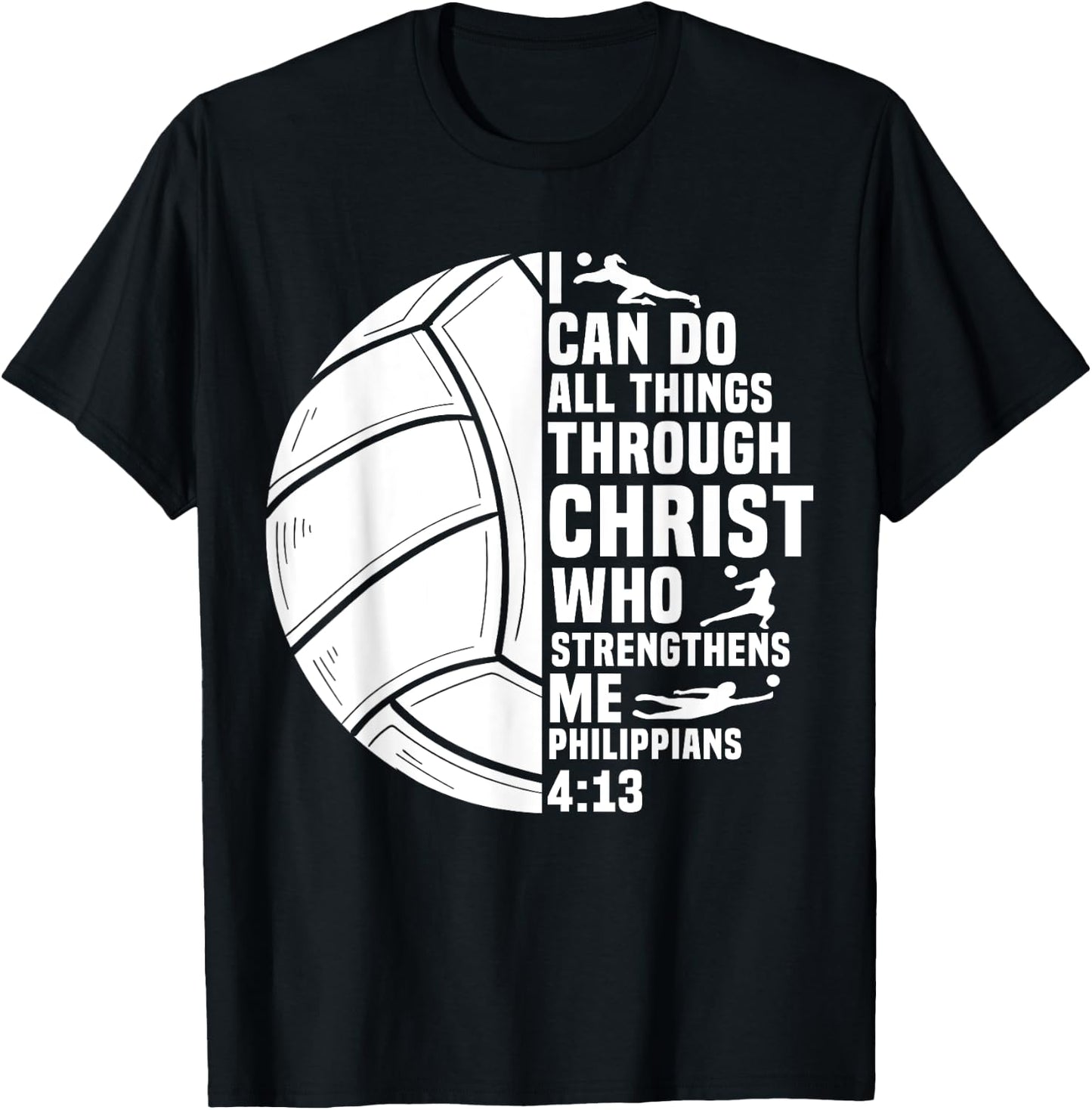 Funny Volleyball Christian Design Women Boys Girls T-Shirt - T-Shirt | Black