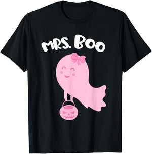Costume for Couples Mrs BOO and Mr Boo Matching Halloween T-Shirt - T-Shirt | Black
