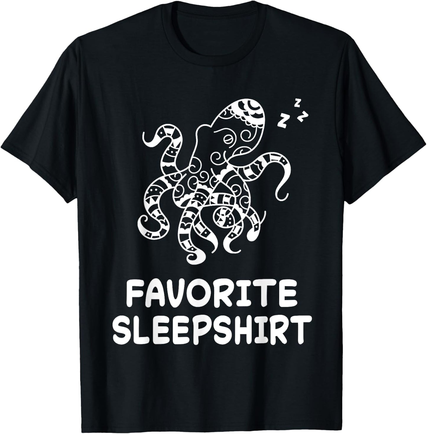 Octopus Octopuses Nap Sleeping Sleep Pajama Nightgown T-Shirt - T-Shirt | Black