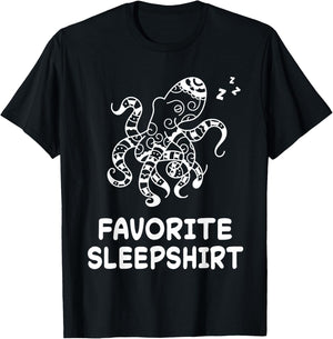 Octopus Octopuses Nap Sleeping Sleep Pajama Nightgown T-Shirt - T-Shirt | Black