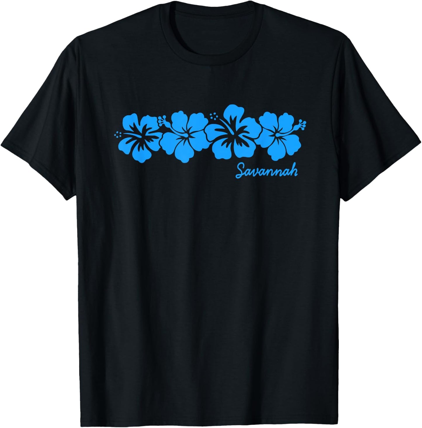 Savannah Georgia Hibiscus Flower Souvenir Vacation T-Shirt - T-Shirt | Black