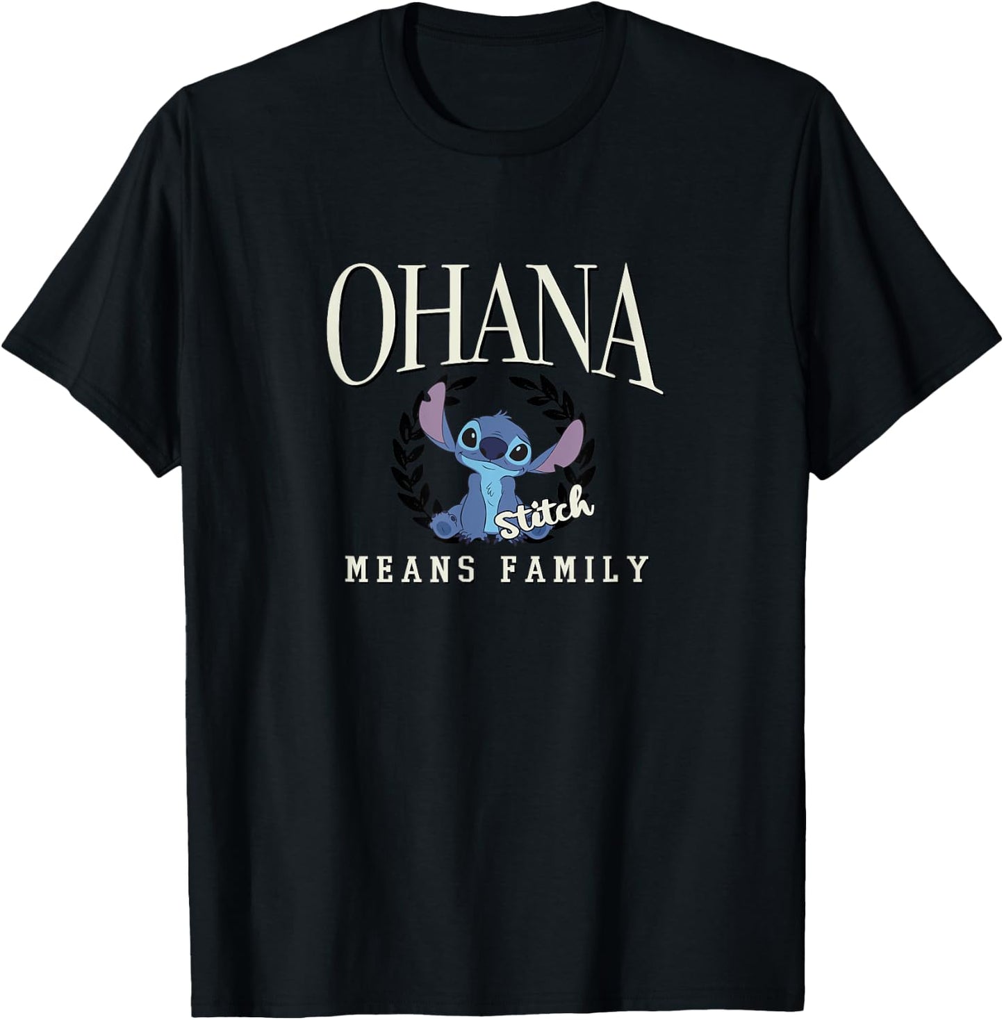 Disney Lilo & Stitch Ohana Means Family Cute Stitch Logo T-Shirt - T-Shirt | Black