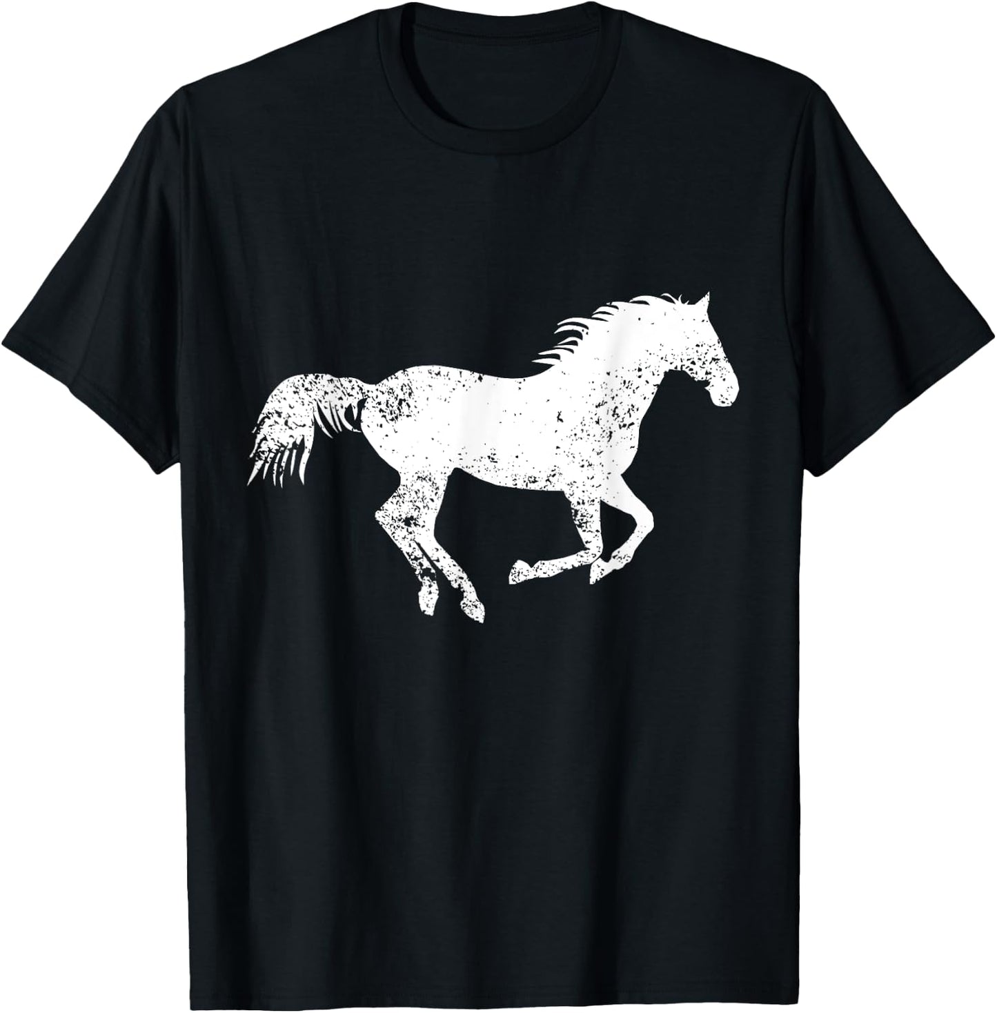 Equestrian Distressed Horse Print - Vintage Horse T-Shirt - T-Shirt | Black