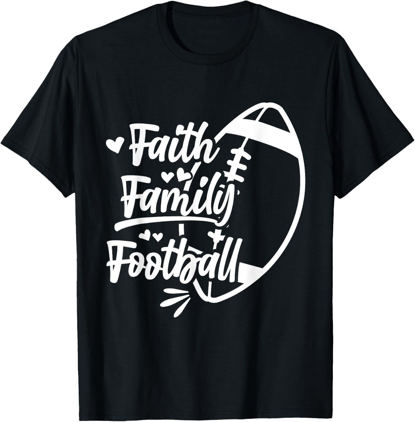 Religious Faith Family Football T-Shirt - T-Shirt | Black