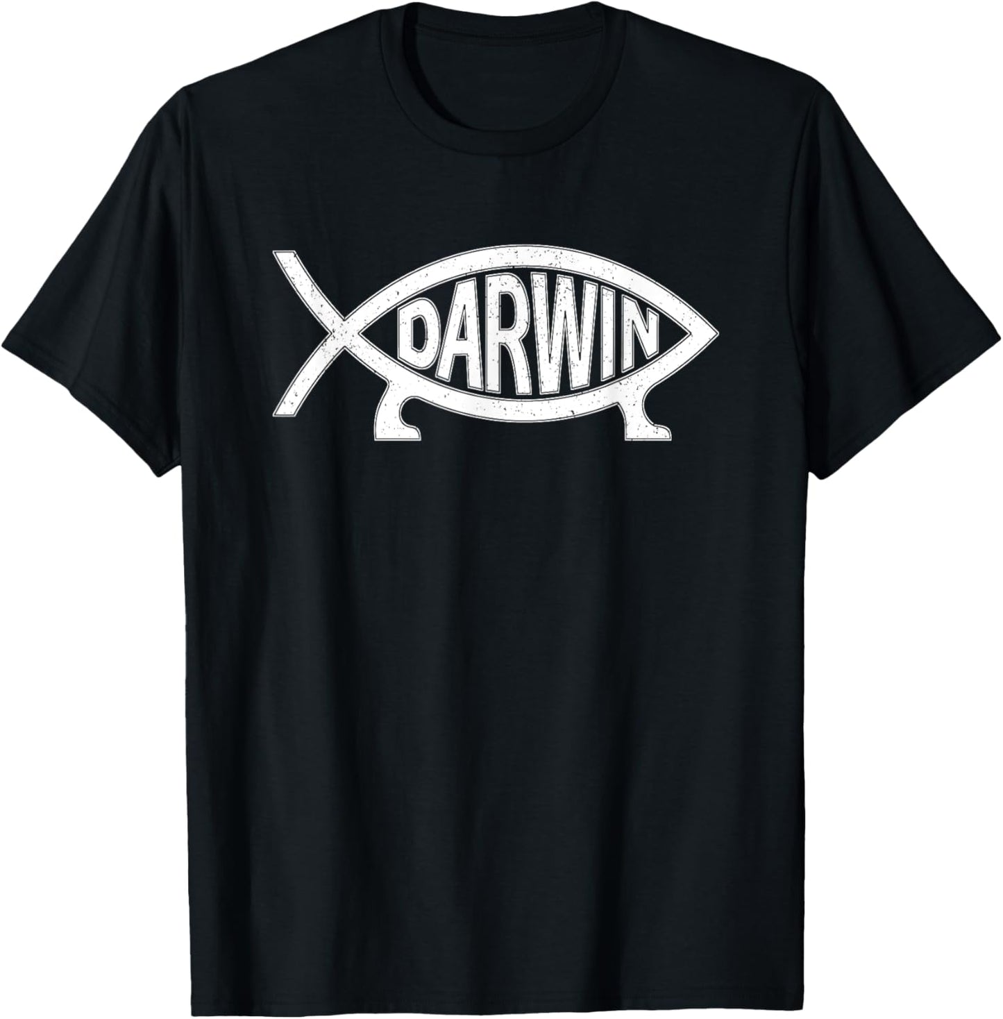 Darwin Ichthys Fish Symbol Fun Atheist T-Shirt - T-Shirt | Black