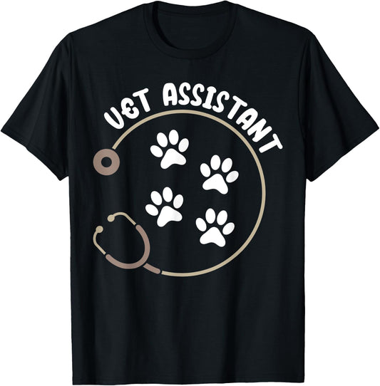 Vet Assistant Stethoscope Veterinary Assistant T-Shirt - T-Shirt | Black